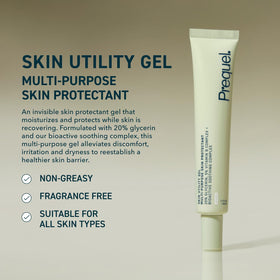 Prequel gel texture close-up highlighting lightweight, fast-absorbing hydration