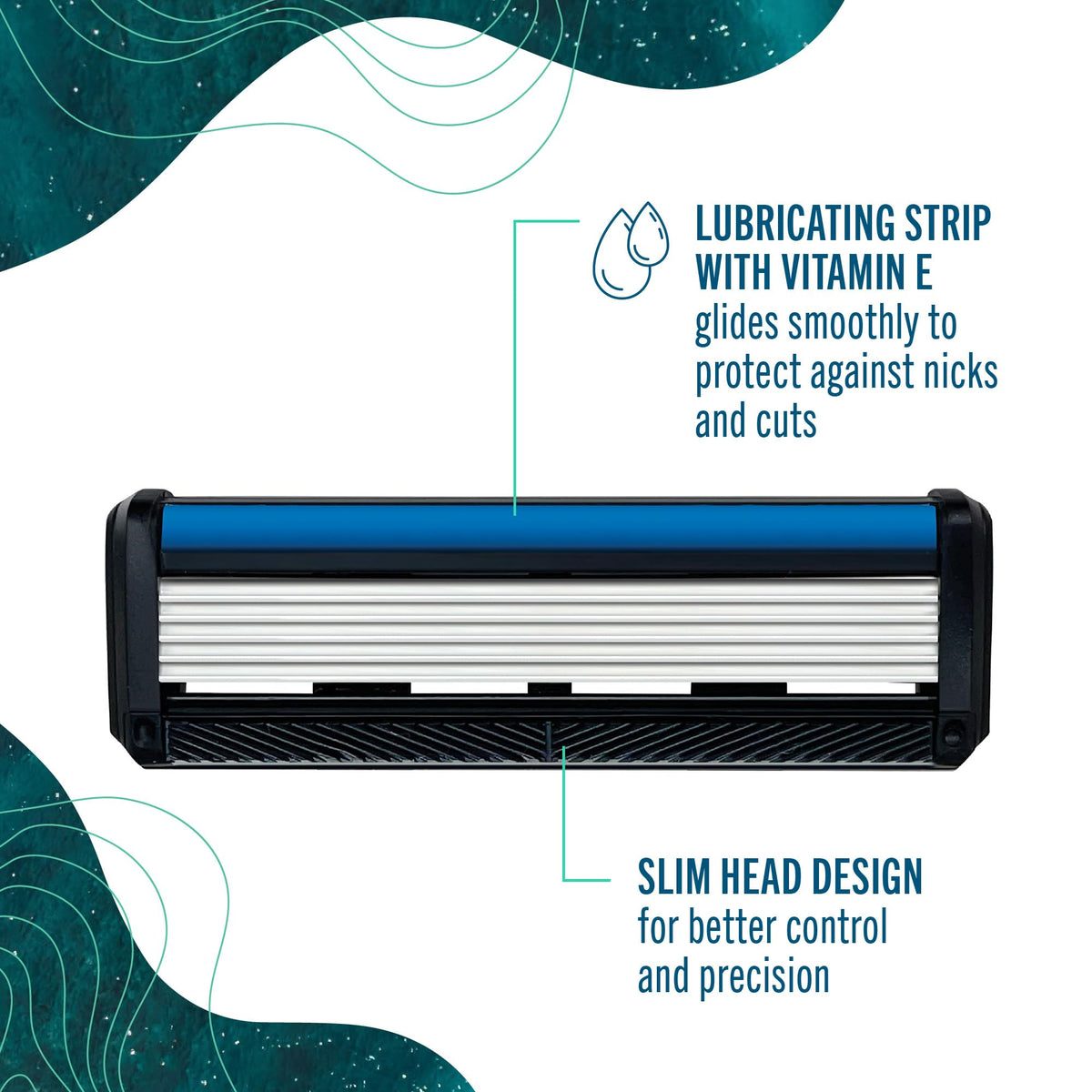 Detail of aloe and cocoa butter lubrication strip on Preserve POPi cartridge for reduced irritation
