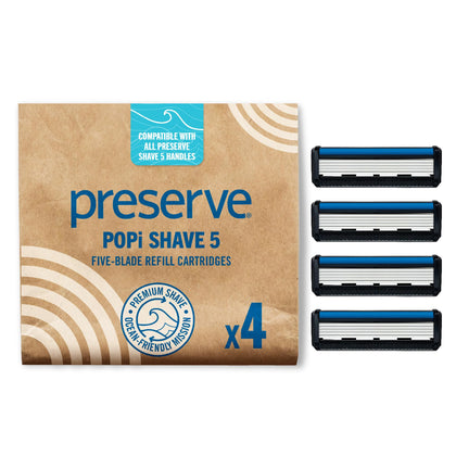 Preserve POPi refill pack front view showing cartridges and product branding for easy restocking