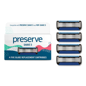 Preserve front packaging showing four refill cartridges and brand benefit