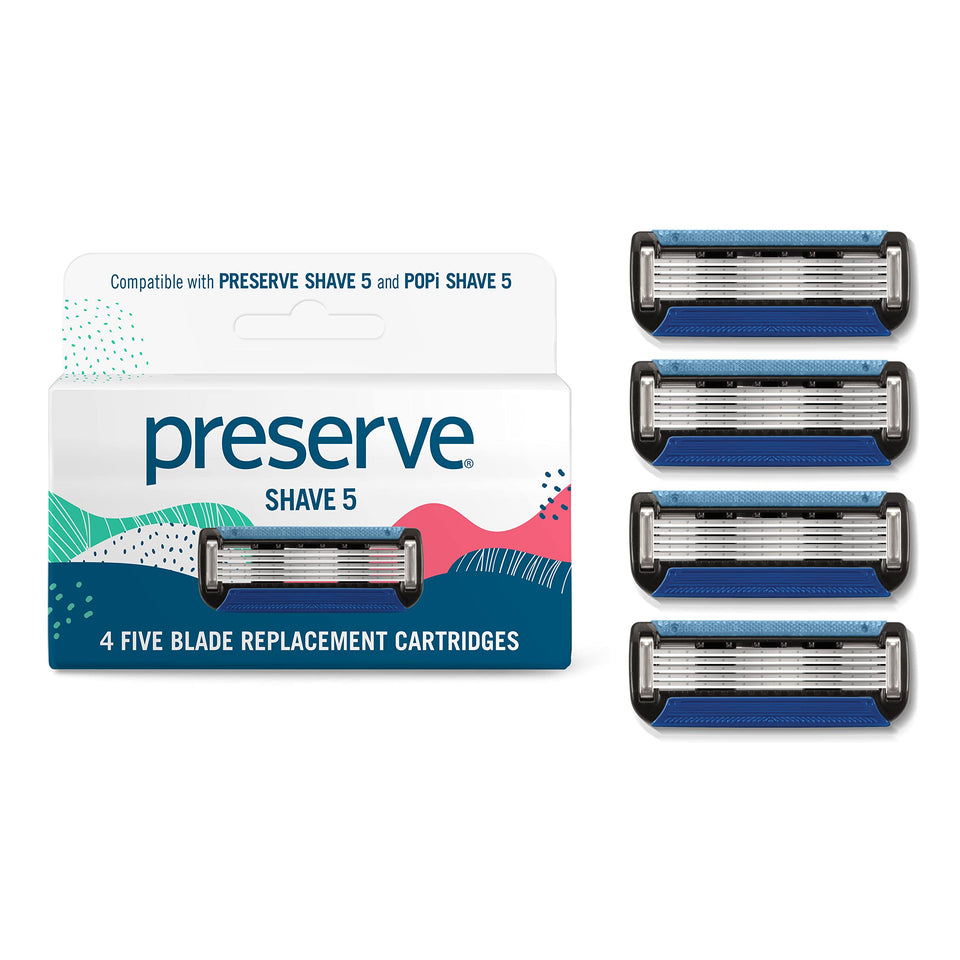 Preserve front packaging showing four refill cartridges and brand benefit