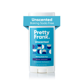 Pretty Frank front packaging showing unscented aluminum-free deodorant benefits