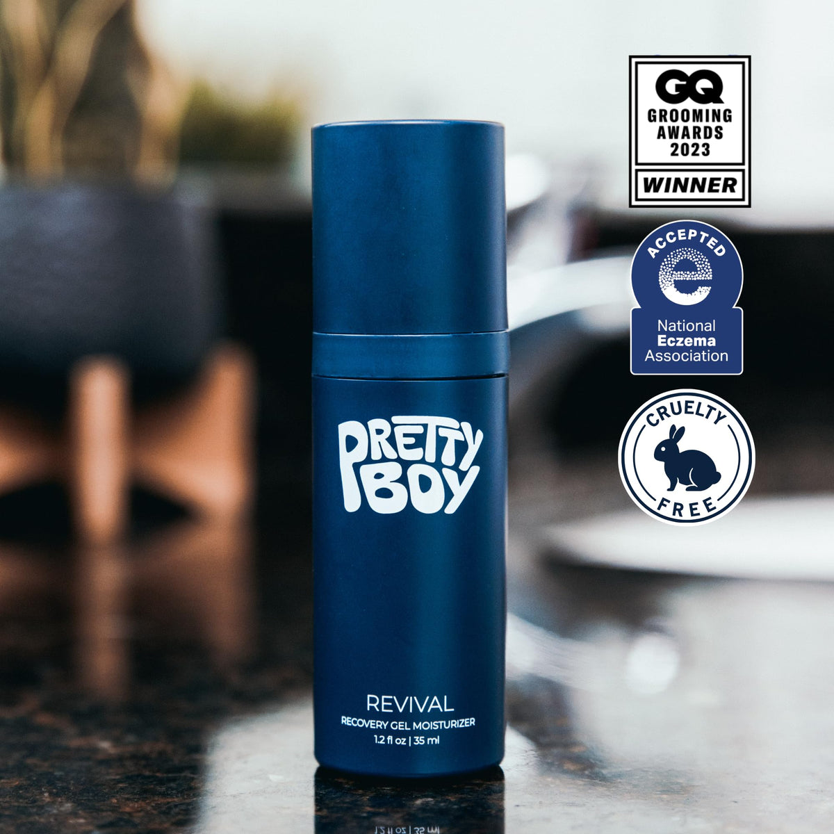 Prettyboy in an outdoor lifestyle shot showing portability and post-workout skin refresh