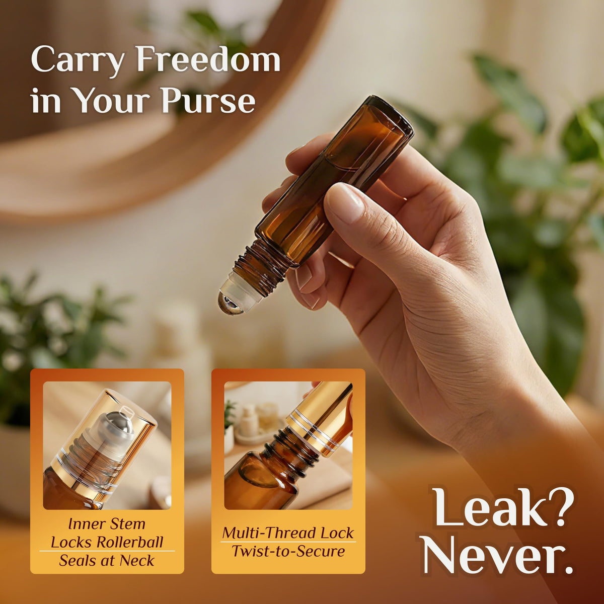 PrettyCare size comparison with ruler illustrating compact 10 ml travel-friendly capacity