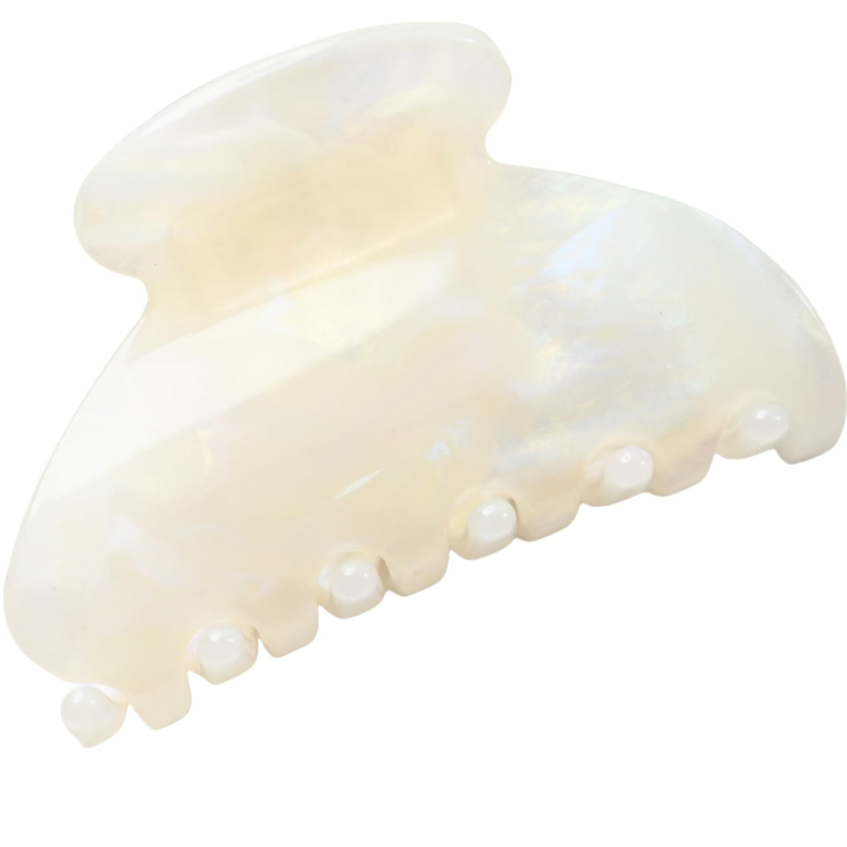 Prettyou jade white claw front view showing elegant tortoise pattern and secure hold