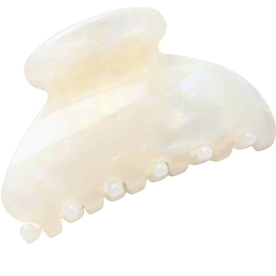Prettyou jade white claw front view showing elegant tortoise pattern and secure hold