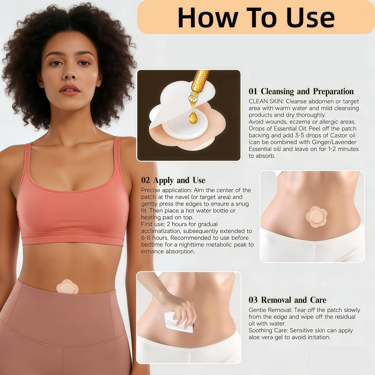 prgislew patch in use on belly button demonstrating mess-free application