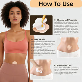 prgislew patch in use on belly button demonstrating mess-free application