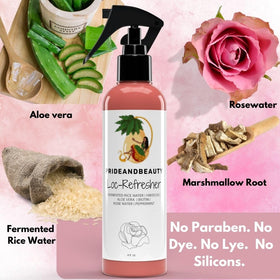 Pride & Beauty botanical ingredients aloe hibiscus green tea displayed for natural benefits