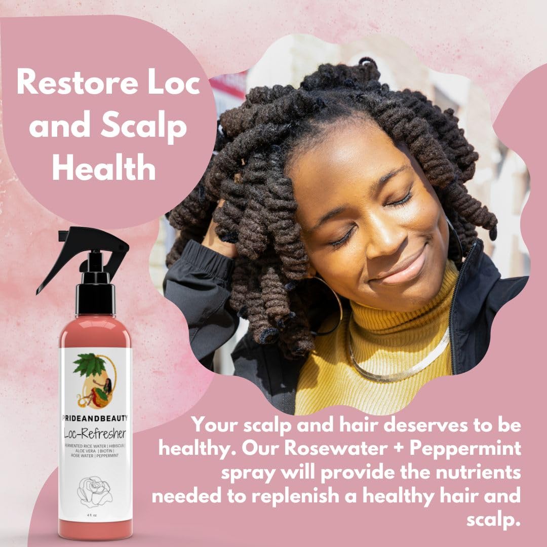 Pride & Beauty misting scalp to show cooling peppermint sensation and comfort