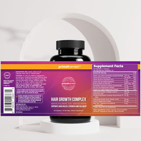 Primal Harvest bottle staged in bathroom for routine-ready supplement benefit