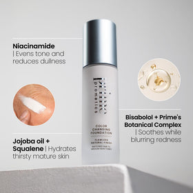 Prime Prometics application in hand blending to show smooth, buildable coverage benefit