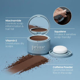 Prime Prometics ingredients label close-up shows scalp-friendly nourishing formula