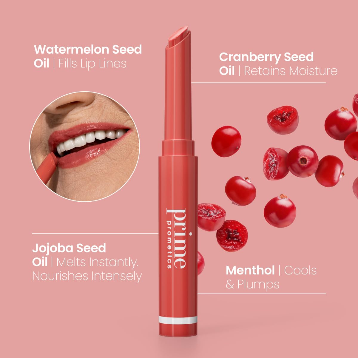 PRIME PROMETICS ingredients label highlighting jojoba and nourishing oils benefit