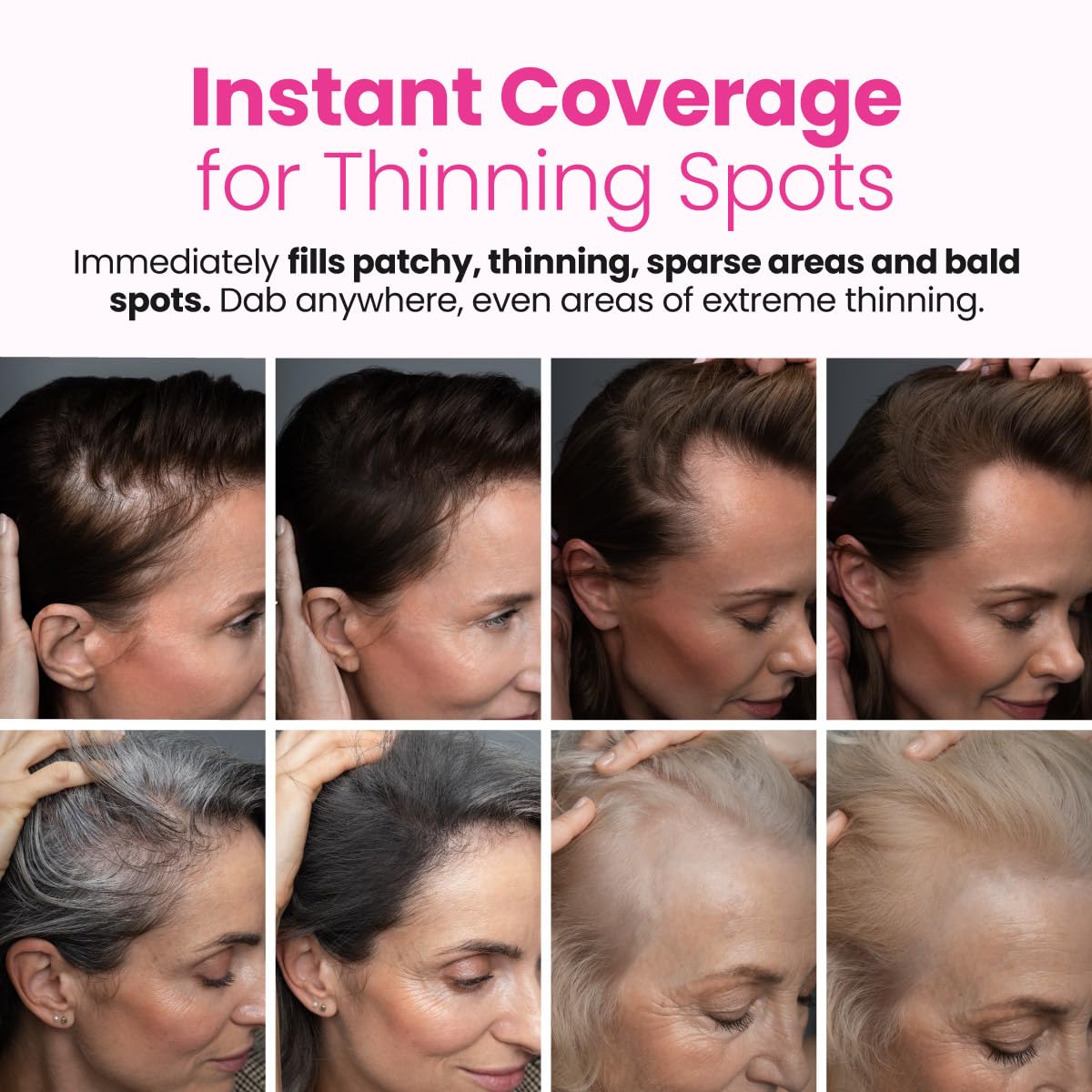 Prime Prometics on mature woman styling hair to illustrate confidence and convenience