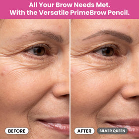 PRIME PROMETICS pencil in use drawing natural-looking brow strokes for fuller appearance
