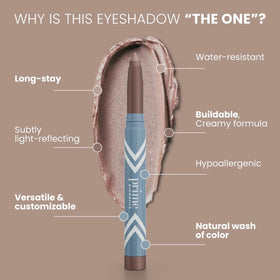 PRIME PROMETICS PrimeEyes swatch on arm demonstrating buildable radiance and shade payoff