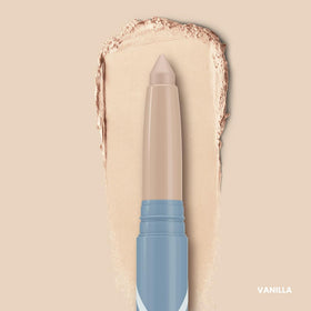 PRIME PROMETICS arm swatches illustrating buildable vanilla shade and soft-focus payoff