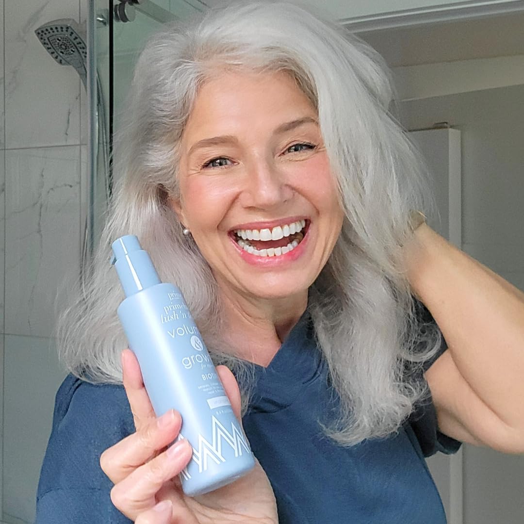 PRIME PROMETICS shampoo on bathroom shelf showing daily routine benefit
