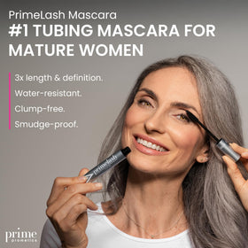 Prime Prometics before and after eyes showing visible length and volume in two coats