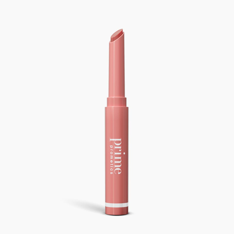 Prime Prometics front packaging showing Soft Petal shade and slim stick benefit