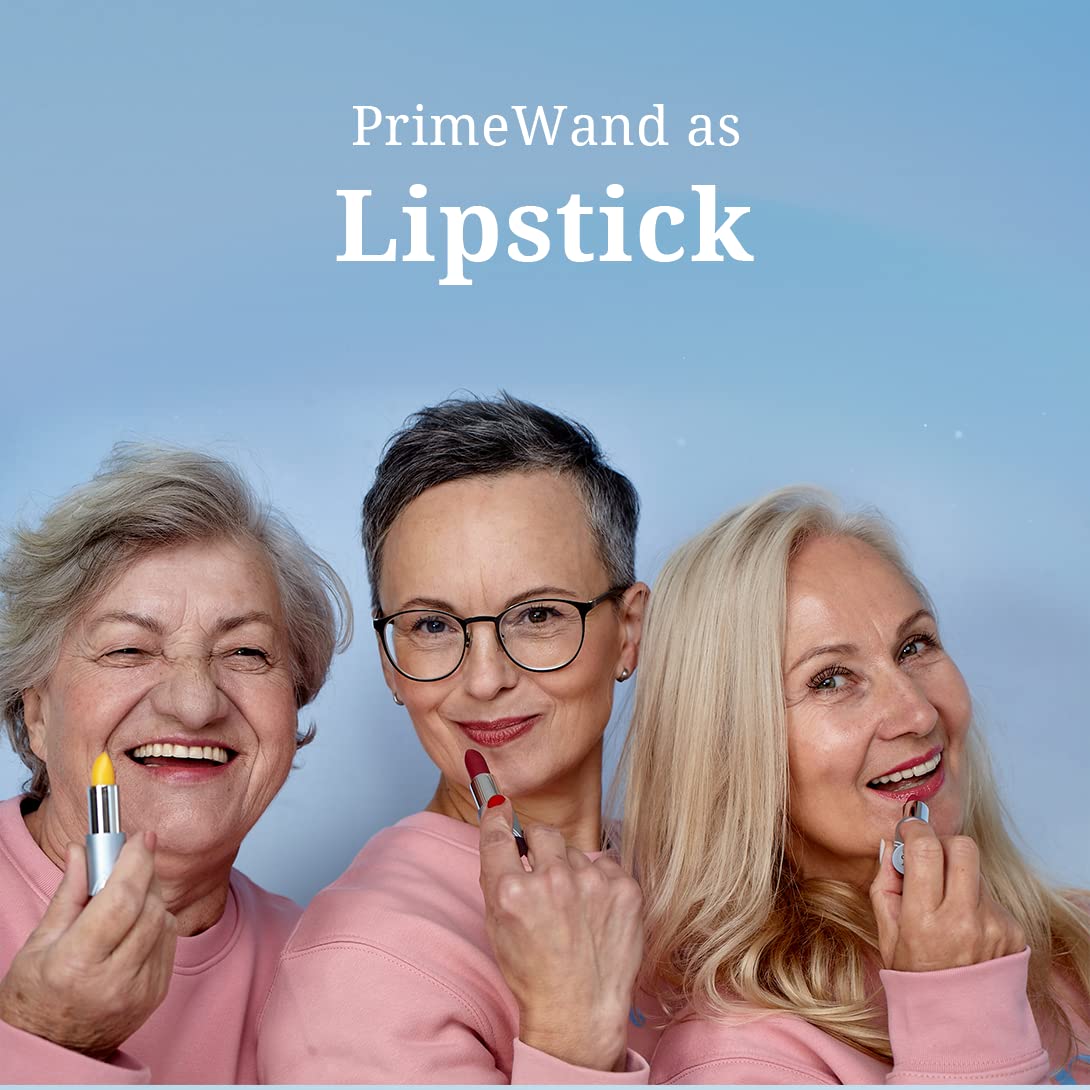 Prime Prometics PrimeWand lip closeup showing pigmented, buildable color for fuller-looking lips