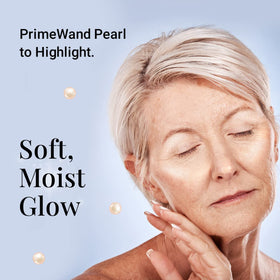 Prime Prometics PrimeWand Pearl swatched on skin illustrating blendable glow and natural radiance