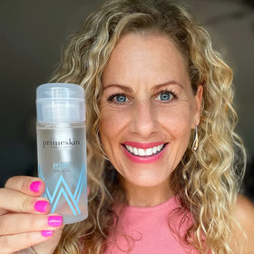 PRIME PROMETICS bedside routine scene showing calming night-time skincare benefit