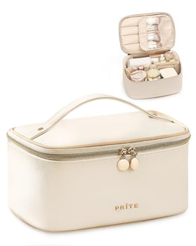 Prite front view showing beige PU leather and zipper, professional protection