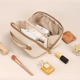 Prite packed with products demonstrating roomy capacity and organized storage benefit