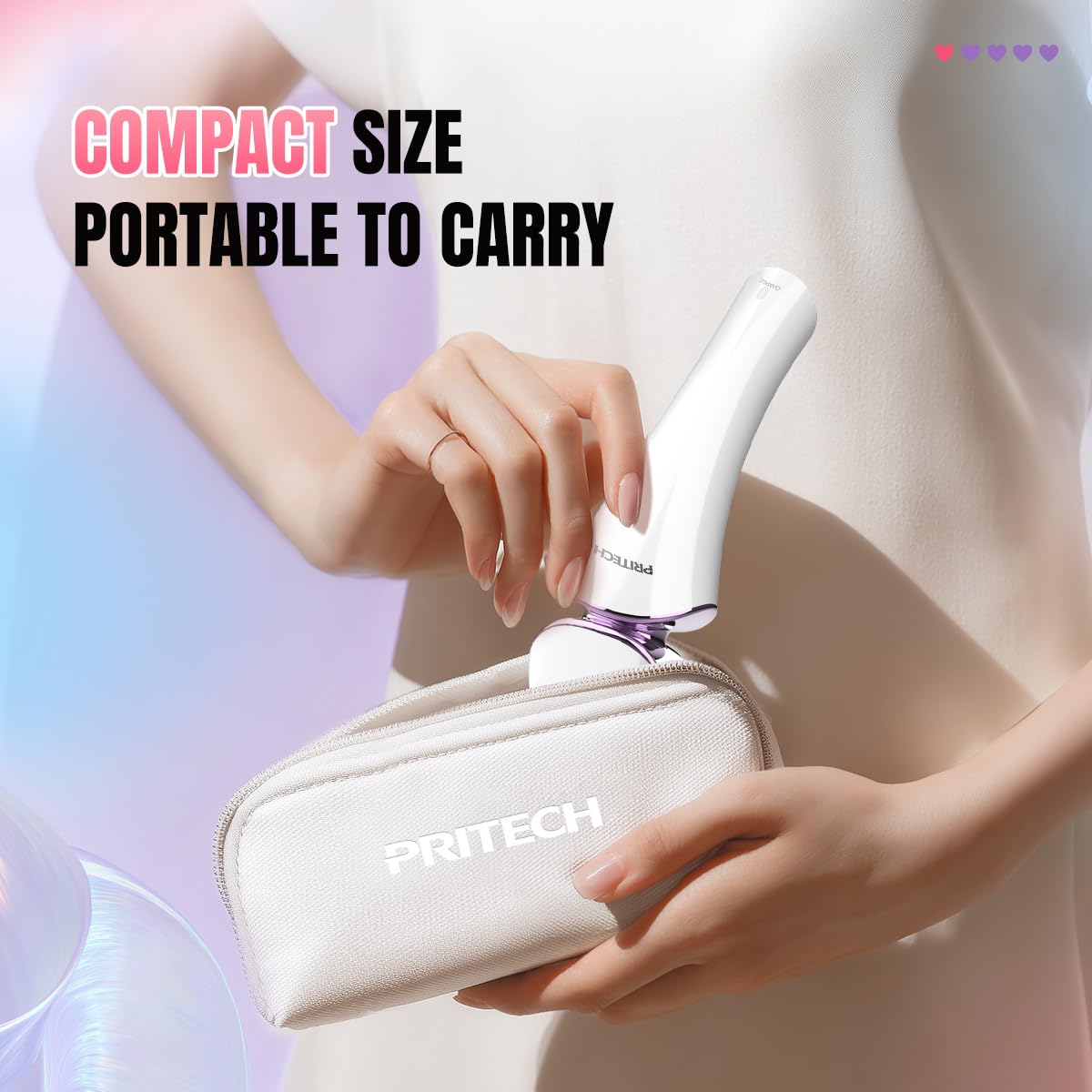 PRITECH on bathroom counter with towel showing everyday grooming convenience benefit