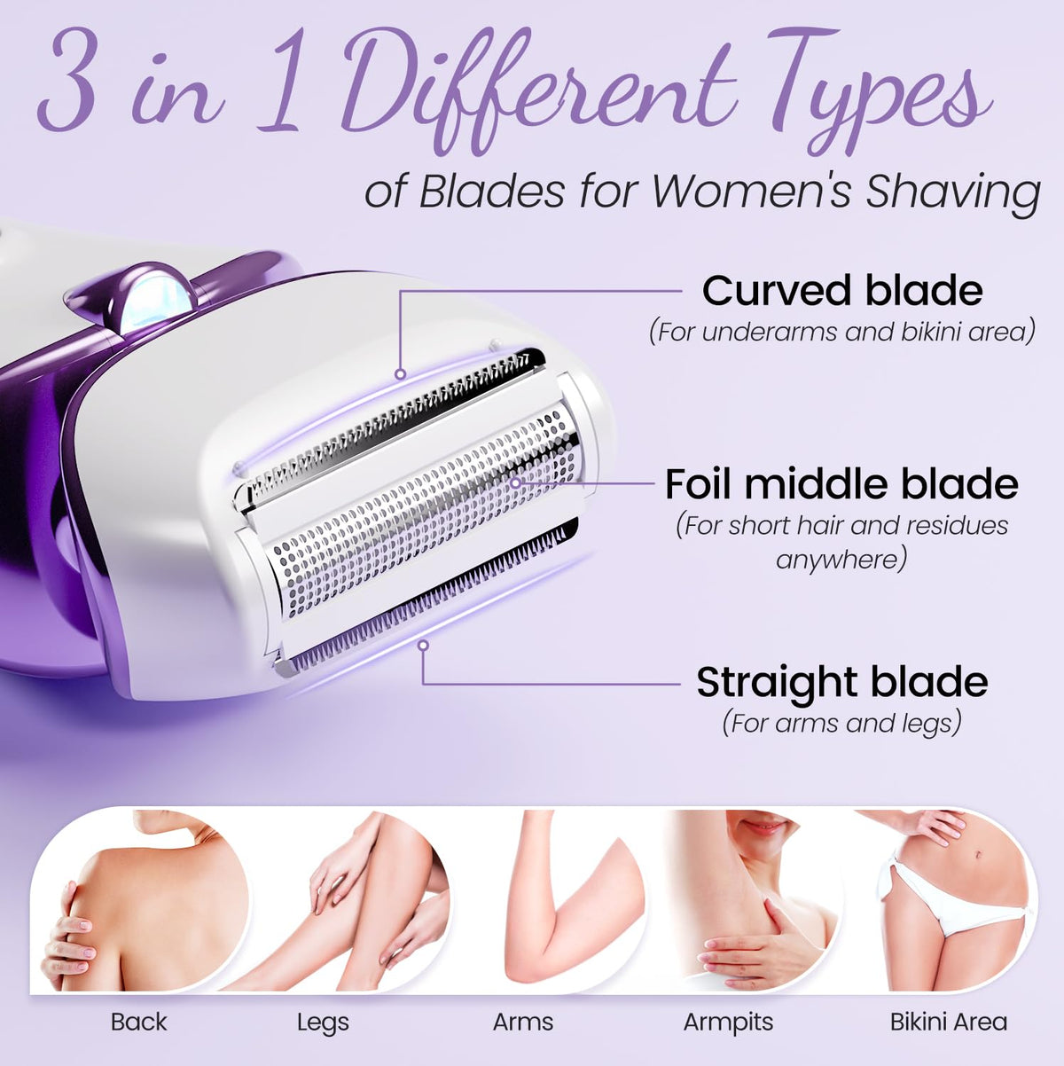 PRITECH close-up of three blades demonstrating versatile shave precision benefit