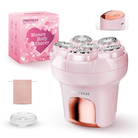 PRITECH electric razor front view showing ergonomic body and controls for comfortable handling