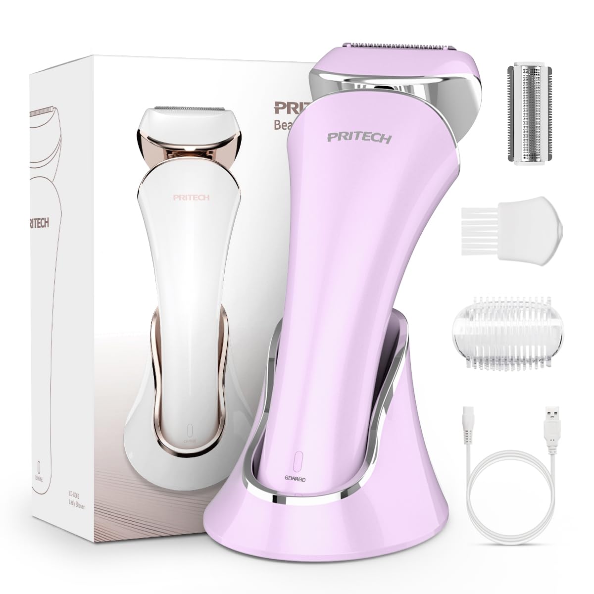 PRITECH front view of the shaver showing compact design and travel-ready benefit