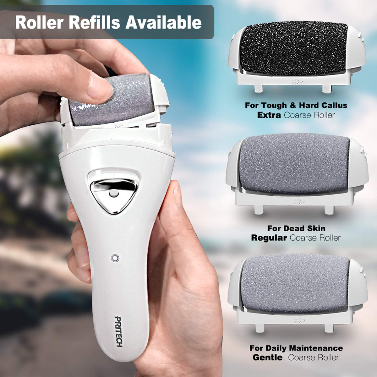 PRITECH in use by bathtub to show cordless convenience and safer at-home pedicure