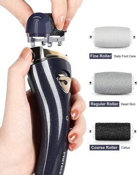 PRITECH close-up of roller head texture showing coarse grit for effective callus reduction