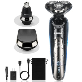 PRITECH front view of rotary shaver showing ergonomic grip and compact design benefit