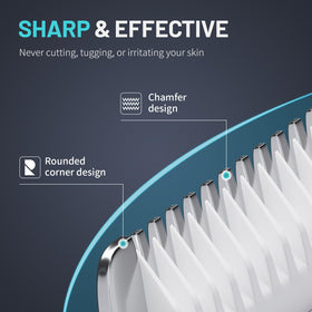 PRITECH close-up of ceramic blade demonstrating chamfered tips for gentler skin protection