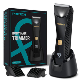 PRITECH trimmer front view showing sleek design and ergonomic grip for comfortable handling