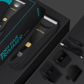 PRITECH trimmer gift box staged in lifestyle setting as a present for men who groom