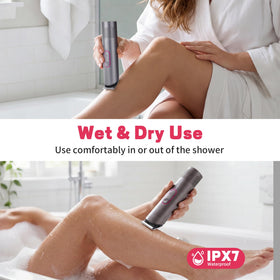 PRITECH trimmer used in shower illustrating IPX7 waterproof cleaning convenience