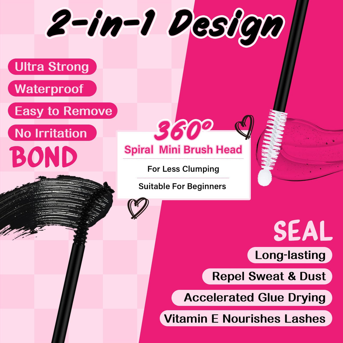 PRO LASHBEAUTY black bond close-up showing visible root definition