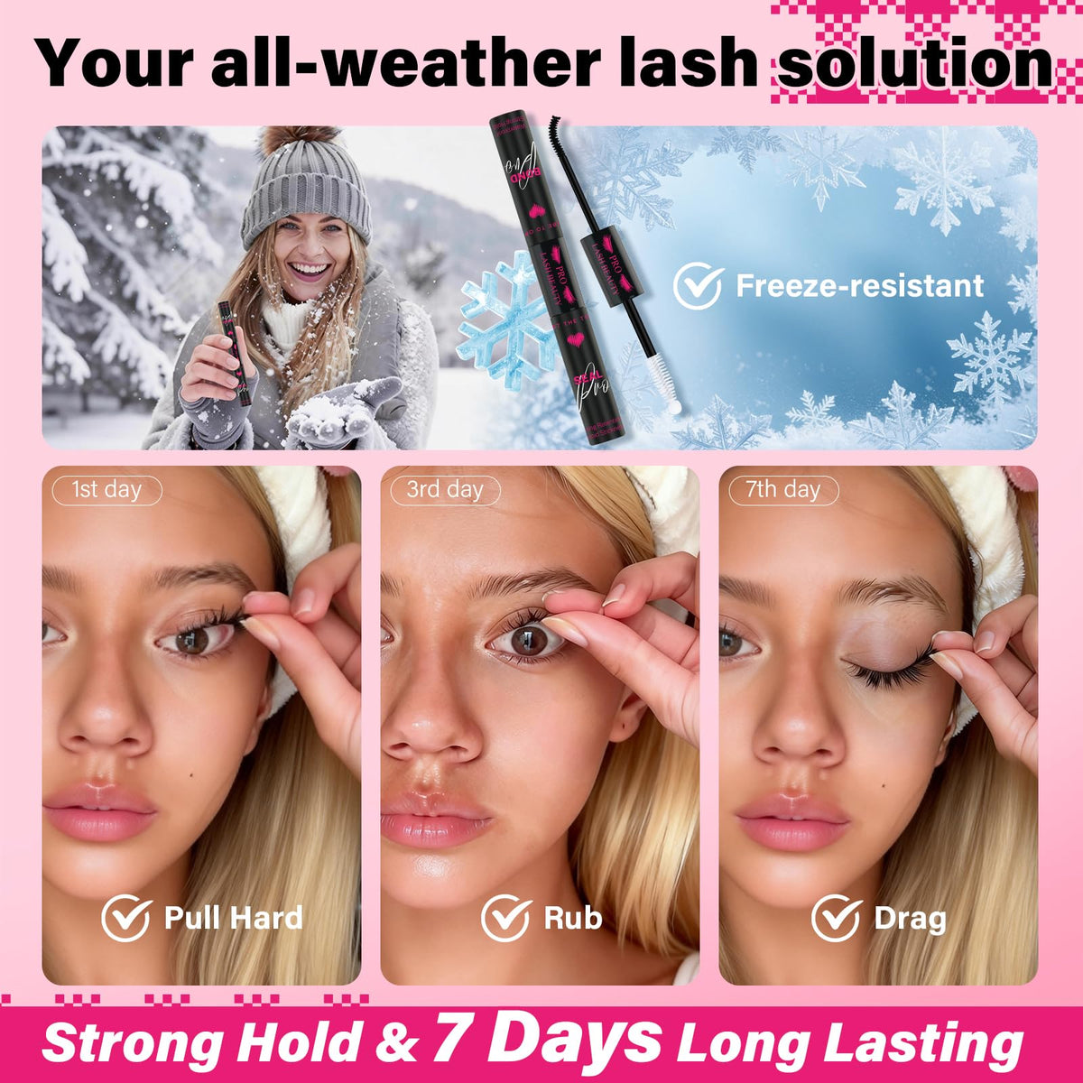 PRO LASHBEAUTY clear seal texture on brush to lock and protect lashes