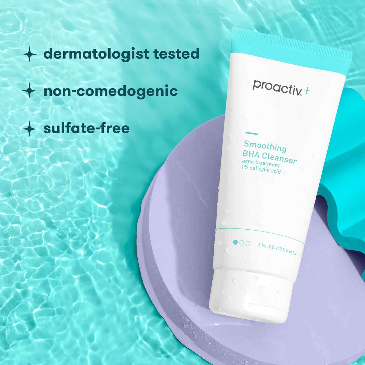 Proactiv bottle next to ingredient label showing 1% salicylic acid and product details