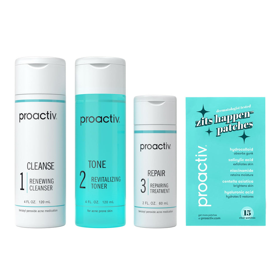 Proactiv front packaging showing full 60-day kit and clear regimen benefits