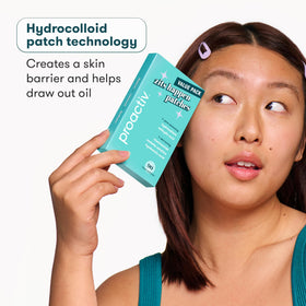Proactiv patch applied on cheek demonstrating discreet coverage benefit