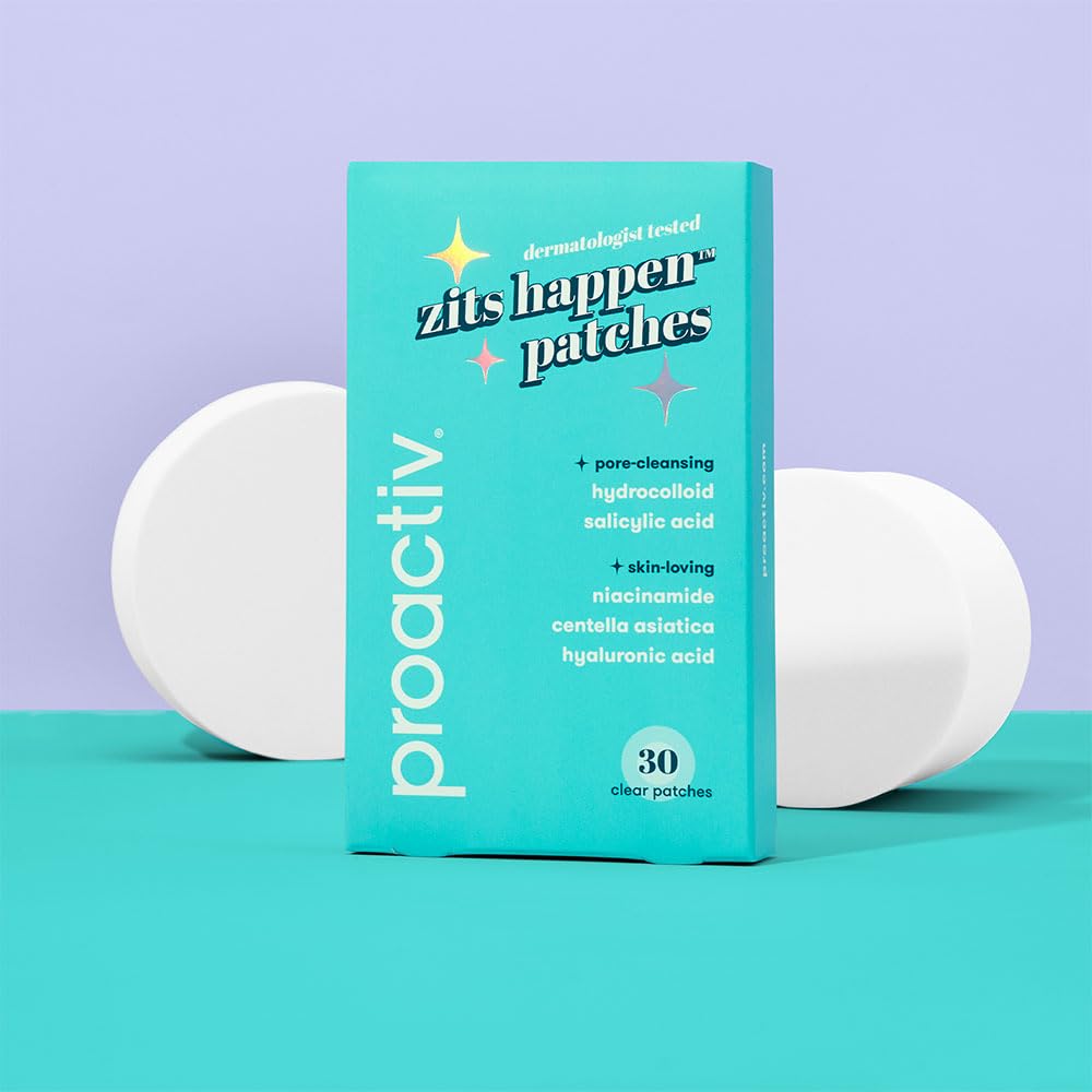 Proactiv patch applied to facial blemish protecting and concealing