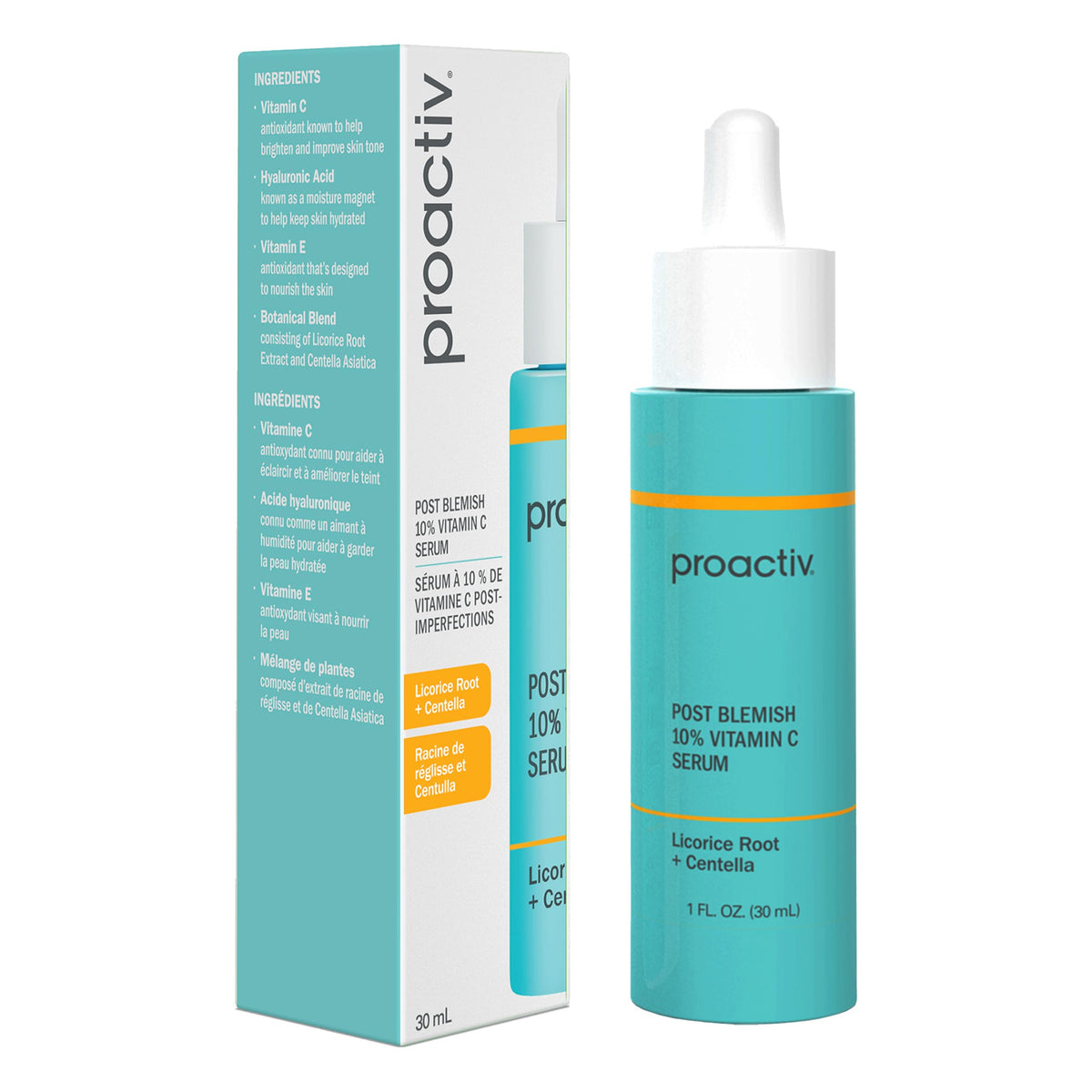 Proactiv serum front packaging showing clean clinical design and benefits