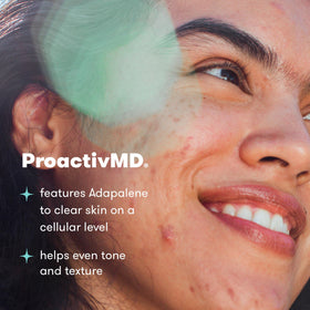 Proactiv kit size comparison next to hand illustrating travel-friendly 30-day supply