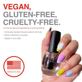 Probelle before and after nails showing reduced splitting benefit